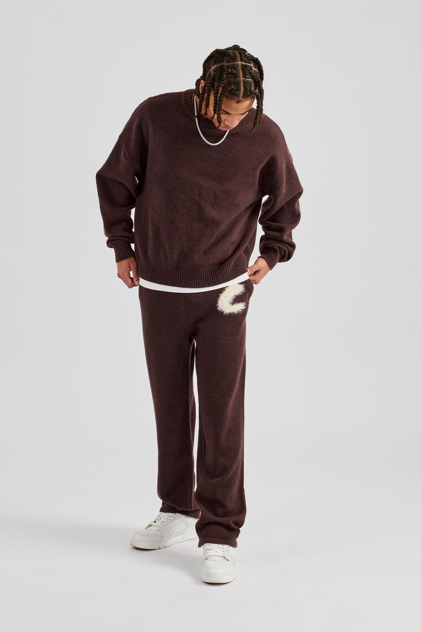 Fluffy Intarsia C Jogger – Schokolade